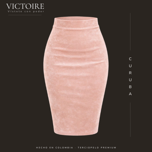 Falda Rodilla en Terciopelo — Victoire Signature