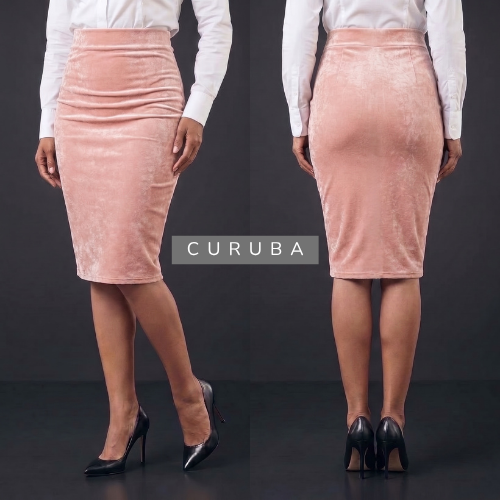 Falda Rodilla en Terciopelo — Victoire Signature
