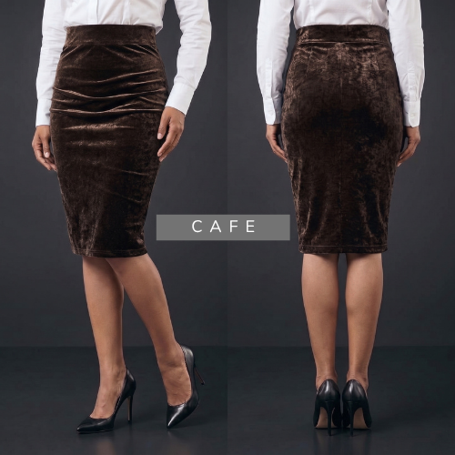 Falda Rodilla en Terciopelo — Victoire Signature