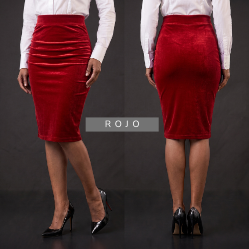 Falda Rodilla en Terciopelo — Victoire Signature