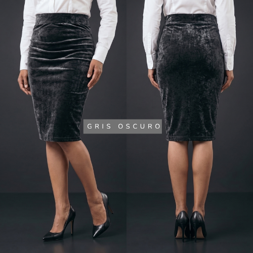Falda Rodilla en Terciopelo — Victoire Signature