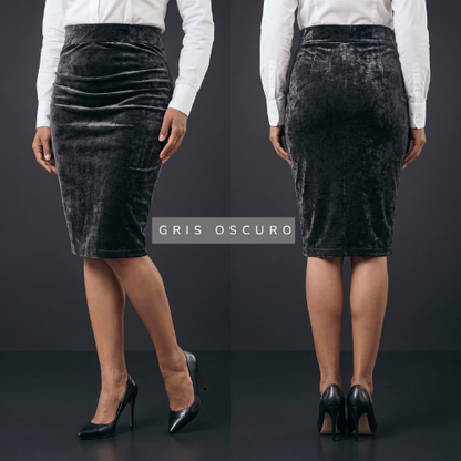 Falda Rodilla en Terciopelo — Victoire Signature