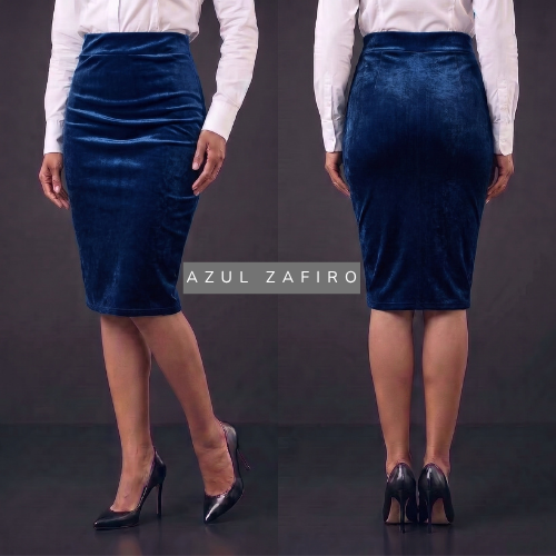 Falda Rodilla en Terciopelo — Victoire Signature