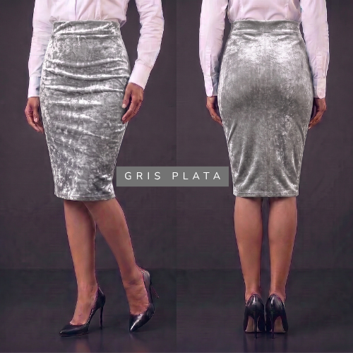 Falda Rodilla en Terciopelo — Victoire Signature