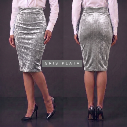 Falda Rodilla en Terciopelo — Victoire Signature