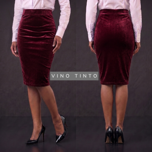 Falda Rodilla en Terciopelo — Victoire Signature