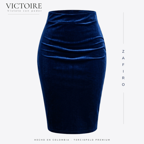 Falda Rodilla en Terciopelo — Victoire Signature