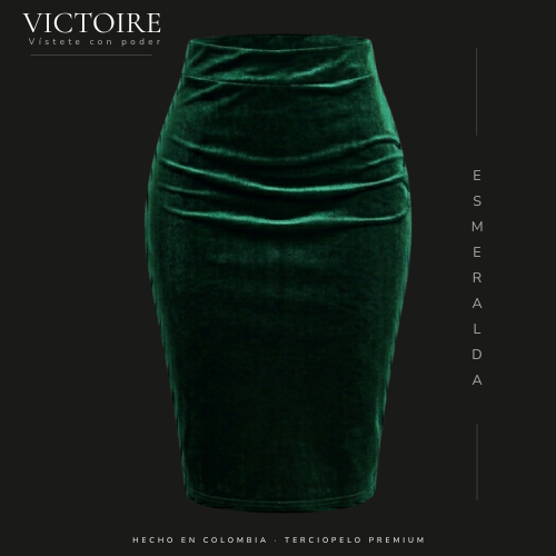 Falda Rodilla en Terciopelo — Victoire Signature