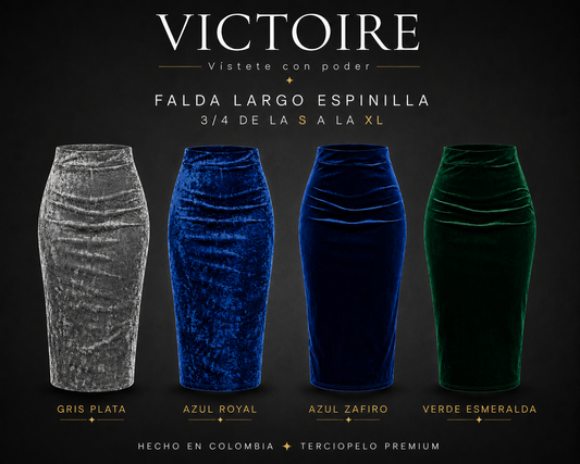 Falda Largo 3/4 Espinilla - en Terciopelo — Victoire Signature