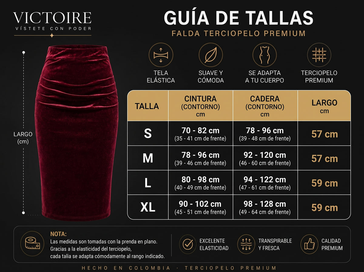Falda Rodilla en Terciopelo — Victoire Signature