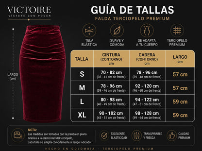 Falda Rodilla en Terciopelo — Victoire Signature