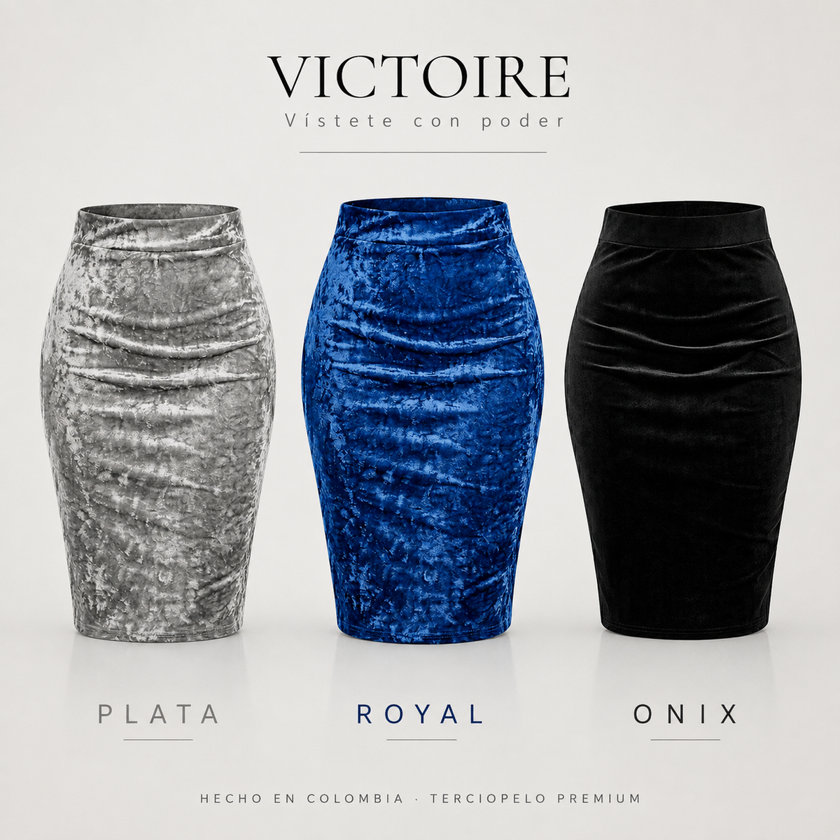 Falda Rodilla en Terciopelo — Victoire Signature