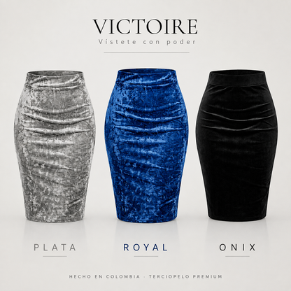 Falda Rodilla en Terciopelo — Victoire Signature