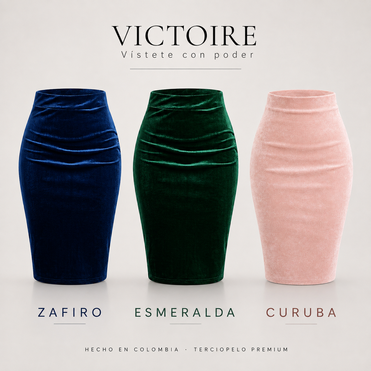 Falda Rodilla en Terciopelo — Victoire Signature