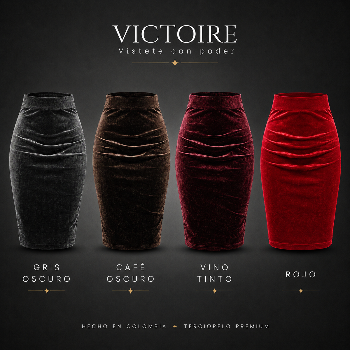 Falda Rodilla en Terciopelo — Victoire Signature