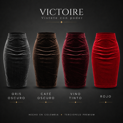 Falda Rodilla en Terciopelo — Victoire Signature