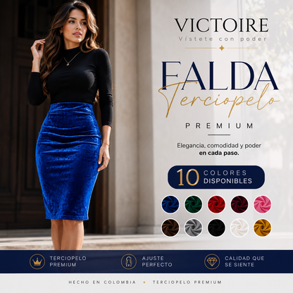 Falda Rodilla en Terciopelo — Victoire Signature