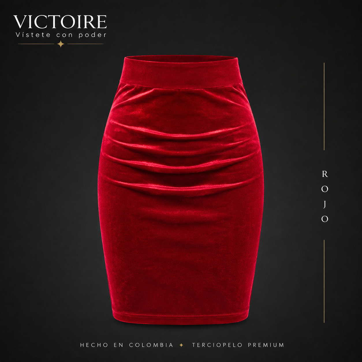 Falda Rodilla en Terciopelo — Victoire Signature