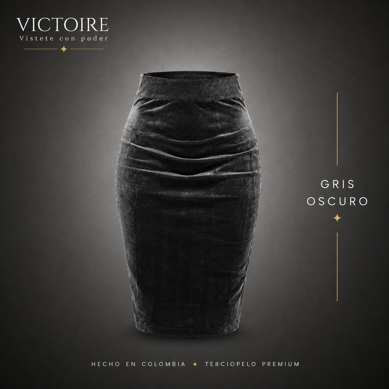 Falda Rodilla en Terciopelo — Victoire Signature