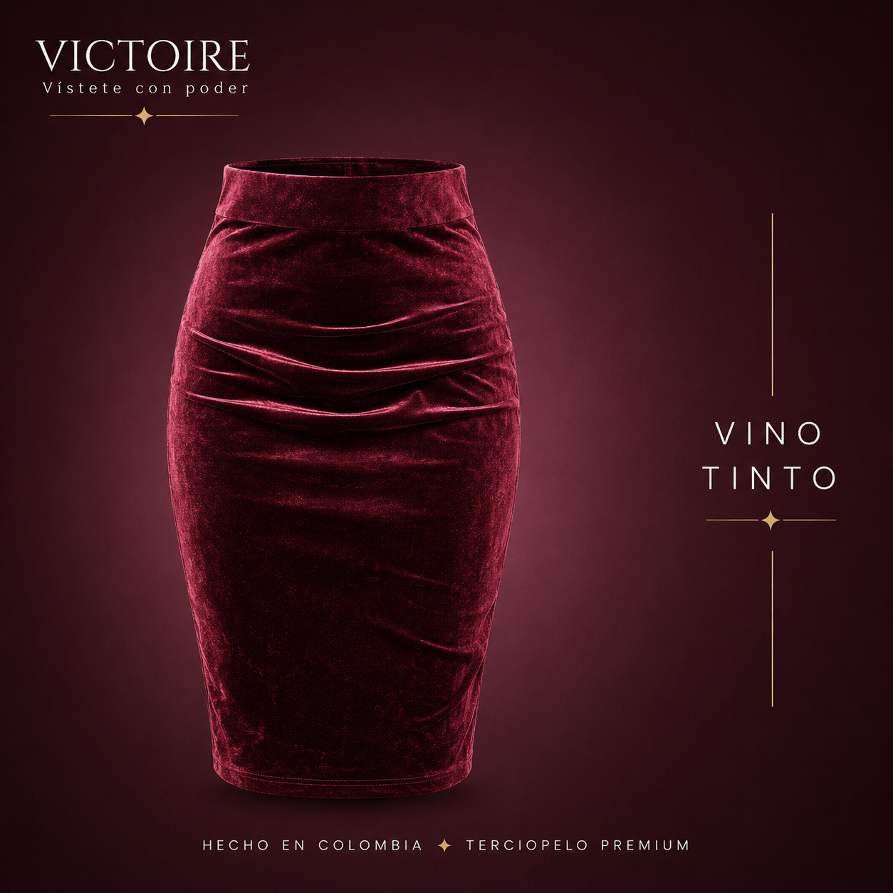 Falda Rodilla en Terciopelo — Victoire Signature